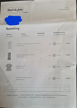 Via de webshop van Nuit de folie 4 pyjama's v...