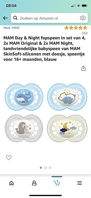 Bij Amazon.nl MAM-fopspenen aan slechts 3,47...