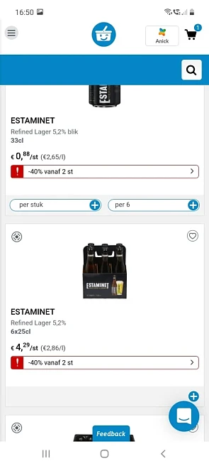 Collect and go en colruyt vanaf 18/8 estamine...