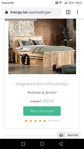 Steigerhouten bed met fruitkistjes voor 399€...