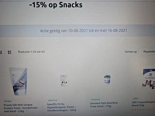 Bij pharmapets.be -15% op snacks. Nog enkel g...
