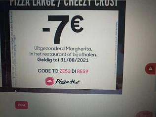-7€ voor large pizza cheesy crust bij afhalin...
