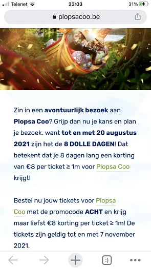 8 euro korting met code ACHT op tickets > 1 m...