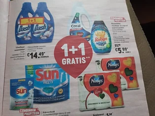 Delhaize vanaf 26/8 1 + 1 gratis dash vloeiba...