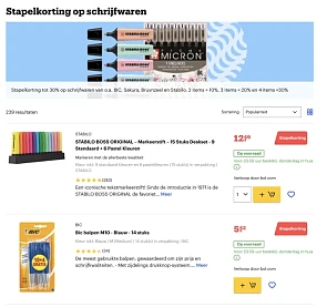 Stapelkorting tot 30% op schrijfwaren van o.a...