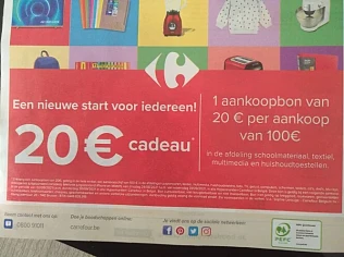 Aankoopbon v 20€ per 100€ schoolgerief, texti...