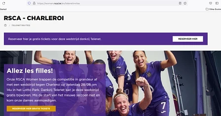 RSCA women - Charleroi - 28/08 14:00 - Lotto...