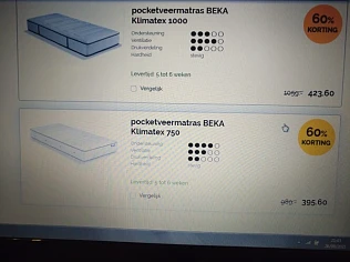 60% korting op BEKA matrassen tem 31 08 21. O...