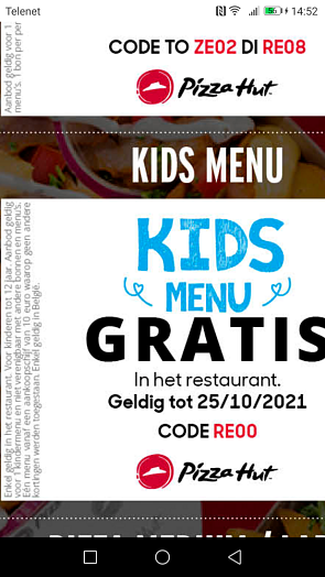 Gratis kidsmenu in het restaurant vr kinderen...