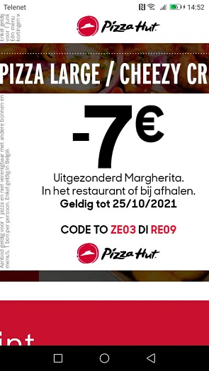 -7€ large pizza cheesy crust muv margherita i...