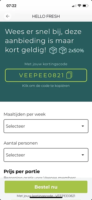 Veepee in de app: kortingscode voor twee boxe...