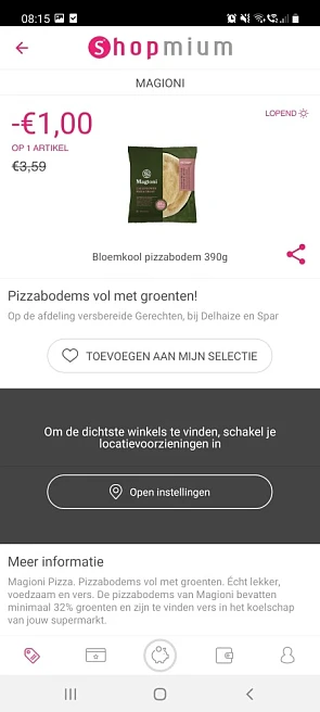 Shopnium magioni koop een pizza groenten bode...