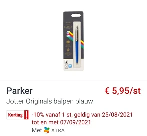 Parker balpen rode prijs €5,95 - 10% vanaf 1...