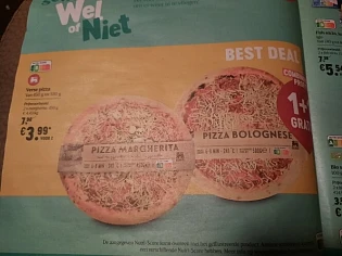 Delhaize vanaf 99 1+1 gratis van oa verse piz...