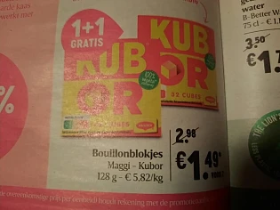 Delhaize vanaf 9_9 1+1 gratis op bouillonblok...