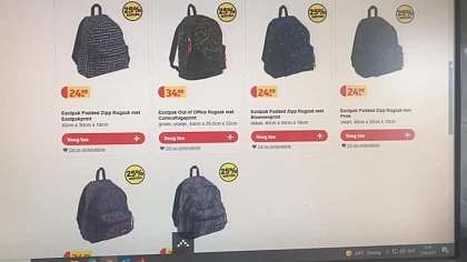 Eastpak Kruidvat -25% op de getoonde prijs nu...
