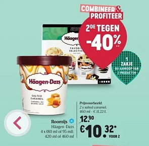 Delhaize 2de tegen 40% roomijs haagen-dazs v...