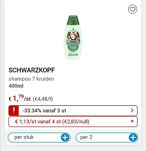 Schwarzkopf shampoo €1,13 vanaf 4st bij Colle...