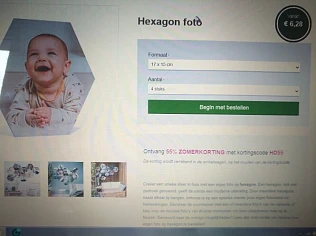 -55% op eigen foto op hexagon incl. plakstrip...