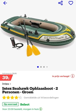 Intex seahawk Opblaasboot voor twee personen...