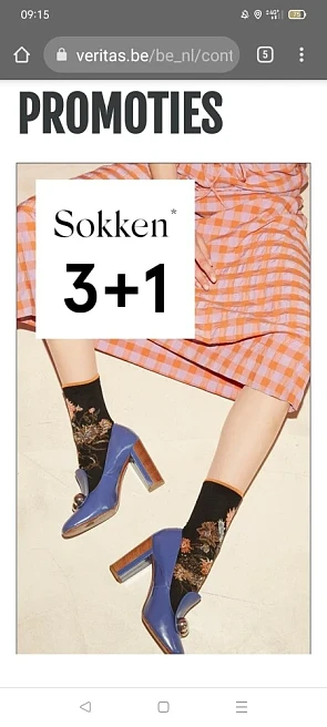 Bij Veritas krijg 3+1 op alle sokken Geldig...