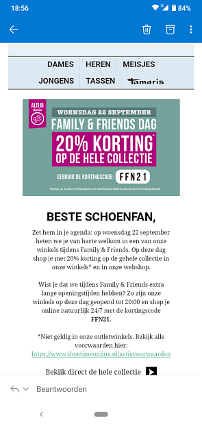20% korting op de gehele collectie in onze wi...