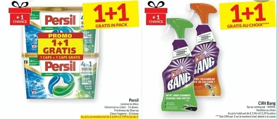 Intermarche 1+1 persil, 1+1 cilit bang, 1+1 s...