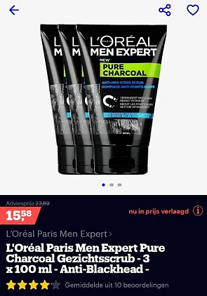 L´oréal paris men gezichtsscrub 3 voor 15,58€...