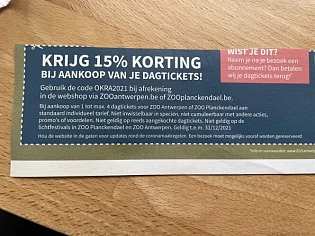-15% op je dagtickets in de zoo van antwerpen...