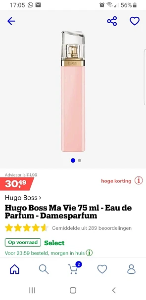 Parfum hugo boss 75ml van 111,99 naar 30,49 e...