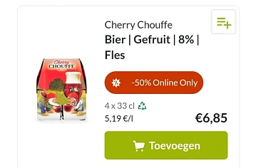 delhaize.be enkel online -50% cherry chouffe...