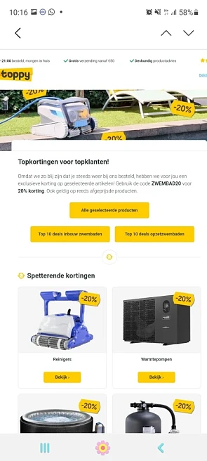 Toppy.nl Mooie kortingen op filters, spa's, w...