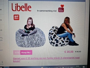 Bij shedeals.be nu zitzak in dierenprint voor...