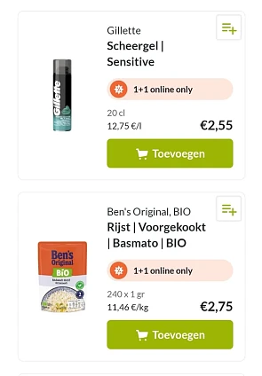 Delhaize enkel online 1+1 gillette scheergel...