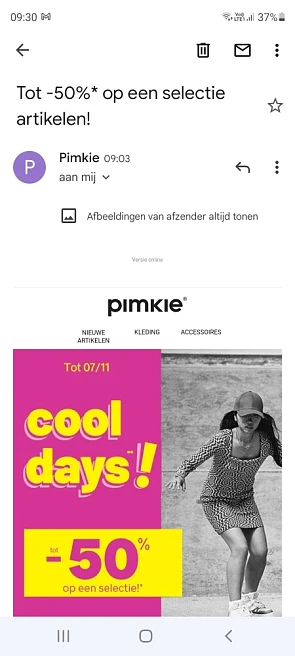 Bij pimkie cool days tot 7 nov. Tot -50% op s...