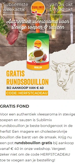 Bij sublimix krijg je een gratis pot rundsbou...