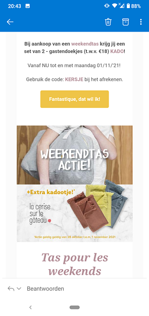 Bij aankoop van een weekendtas krijg jij een...