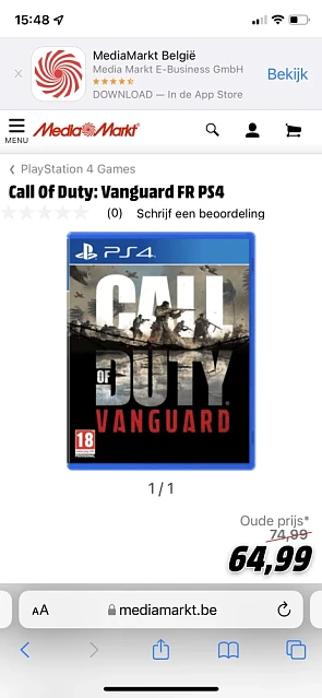 Bij mediamarkt Call of duty Vanguard FR ps4...