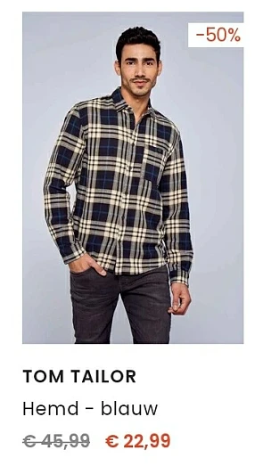 Nu bij zeb 50% korting op dit tom taylor hemd