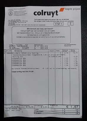 Colruyt tresor stix €1,67 betaald voor 5 stuk...