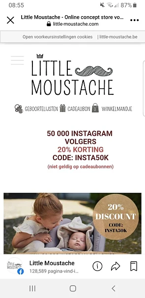 Webshop little moustache 20% korting op alles...