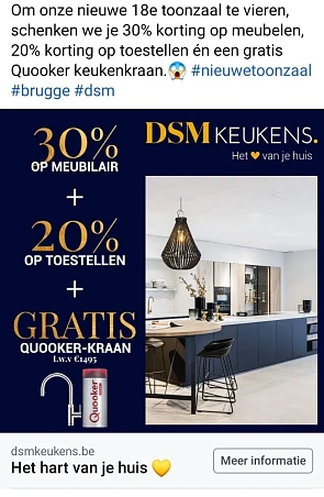 DSM keukens 30% op meubels + 20% op toestelle...