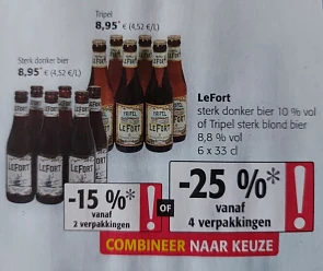 Colruyt lefort tripel -25% vanaf 4 verpakking...
