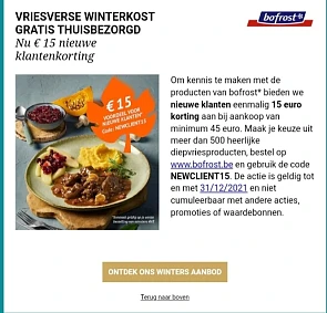 15 euro korting voor nieuwe klanten bij Bofro...
