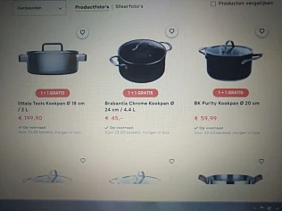 1+1 gratis op alle potten en pannen v Brabant...