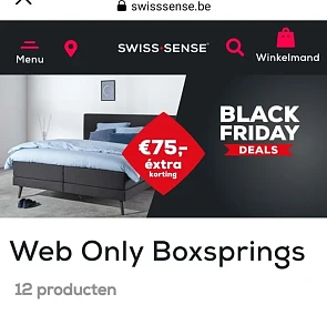 swisssense.be €75% extra korting op boxspring...