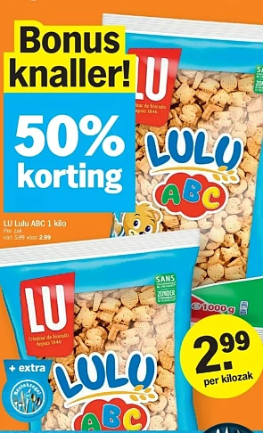 AH lulu abc 1kg -50% vanaf maandag.
