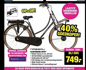 Big bazar nassau elektrische fiets voor €749...