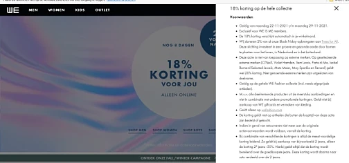 Bij We Fashion krijg je als member 18% kortin...