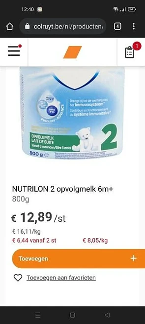 Nutrilon 2 meer als de helft goedkoper vanaf...
